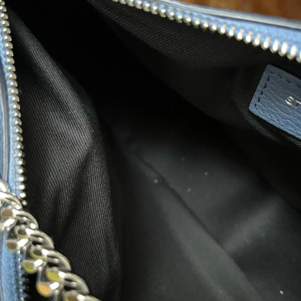 Authentic Stuart Weitzman Stellar Crescent Bag in Blue Steel - Picture 10 of 16